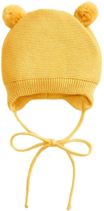 Фотография товара Шапка детская вязаная Amarobaby Pure Love Pompony демисезонная, с подкладом, 38-40, жёлтая