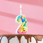 Фотография товара Свеча Страна Карнавалия для торта Смайлик с шарами цифра 2, 12,2 см