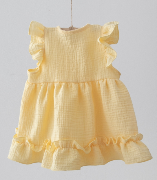 Фотография товара Платье с крылышками "Муслин", желтый, лето (р. 20 (рост 62-68 см))