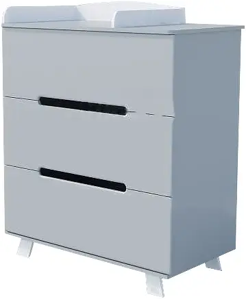 Комод Loona Tulip с пеленальной доской, серый/белый