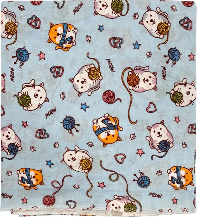 Пелёнка ситец Осьминожка Премиум Лесные зверята, голубой 120х95 см