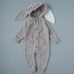 Фотография товара Комбинезон с капюшоном вязаный Little Star Зайка мериносовая пряжа, серый 56