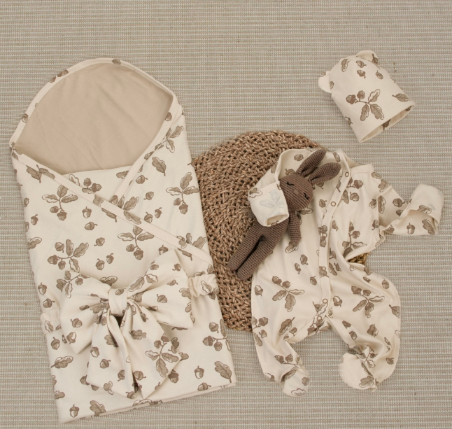 Фотография товара Комплект на выписку 4 предмета "Желуди.Плед" лето (р. 16 (рост 50-56 см))