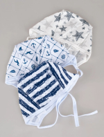 Комплект Фабрика Бамбук чепчик ринг набивка Клетка-звезда-полоска 03 3 штуки 40