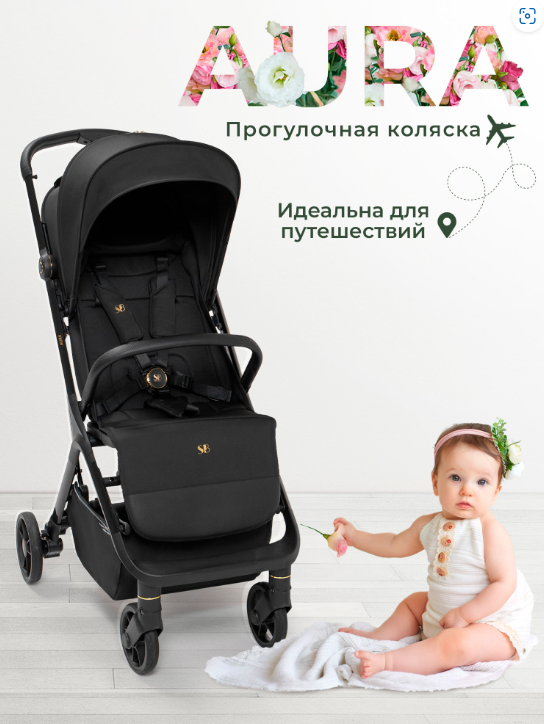 Фотография товара Прогулочная коляска Sweet Baby Aura Black
