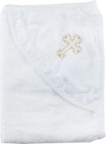 Фотография товара Полотенце-уголок Осьминожка для крещения с вышивкой золото