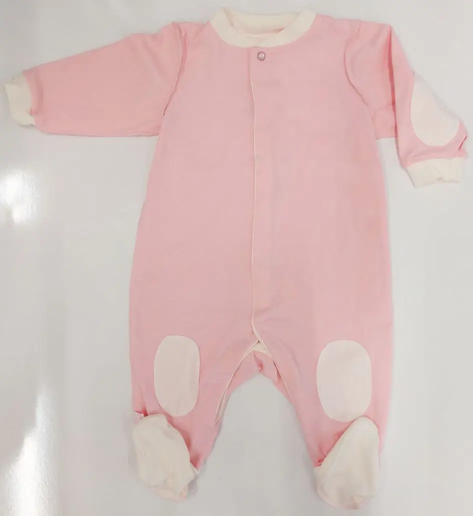 Комбинезон стойка нашивки Фабрика Бамбук внш розовый, молочный 68