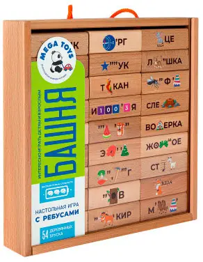 Настольная игра дженга Башня с ребусами из 54 элементов, ПК Лидер