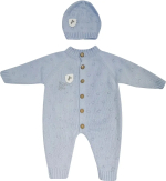 Фотография товара Вязаный комплект Комбинезон и шапочка Luxury Baby голубой 56-62