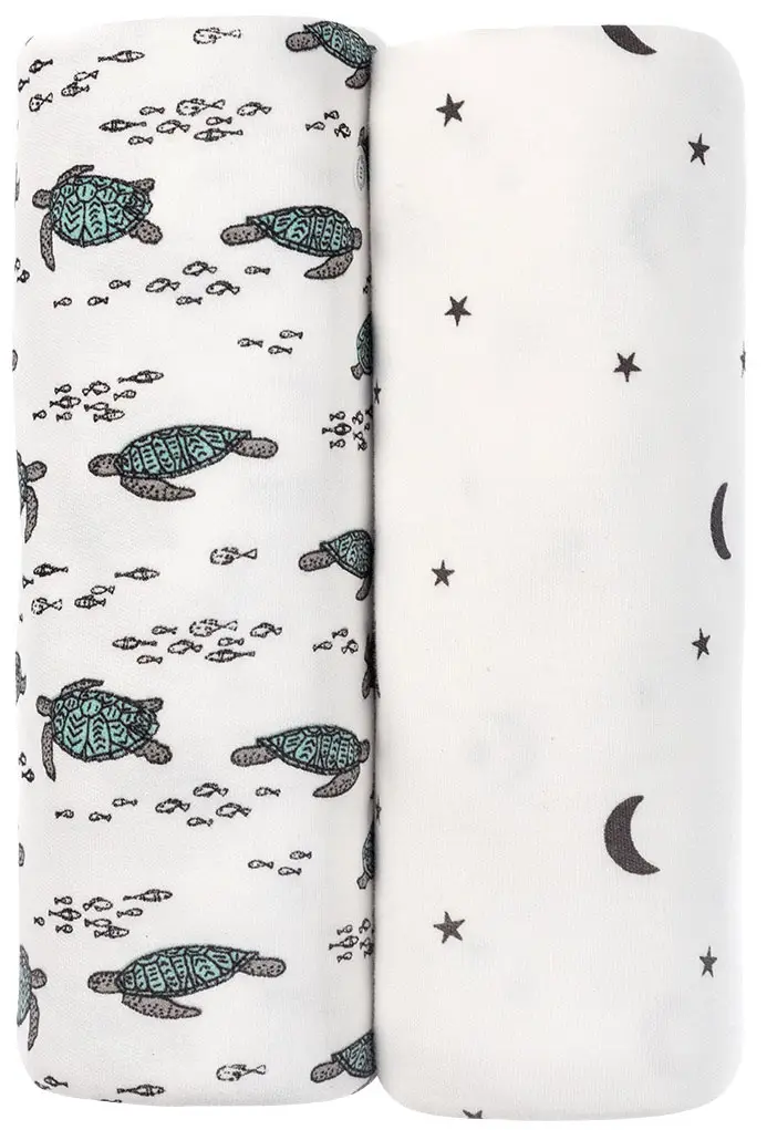 Сет из 2 пелёнок Mjolk limited series Черепашки/Ночное небо 120х85 см