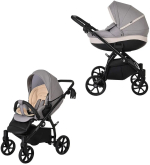 Коляска 2 в 1 Tutis Nanni короб, прогулка, серая, кожа