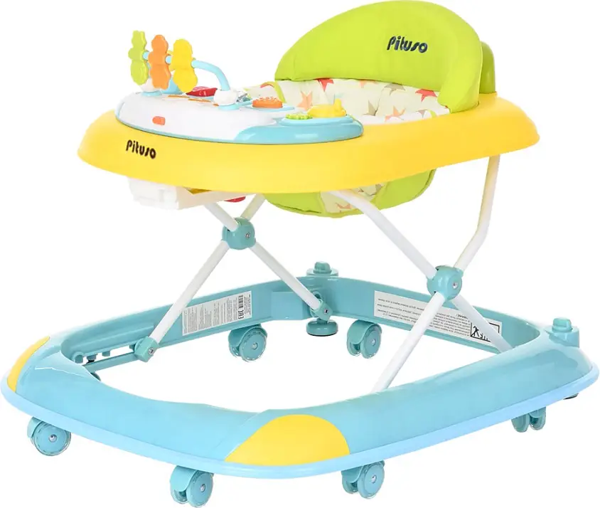 Ходунки ABC Pituso, игровая музыкальная панель, 2 стоппера, банановый, мятный