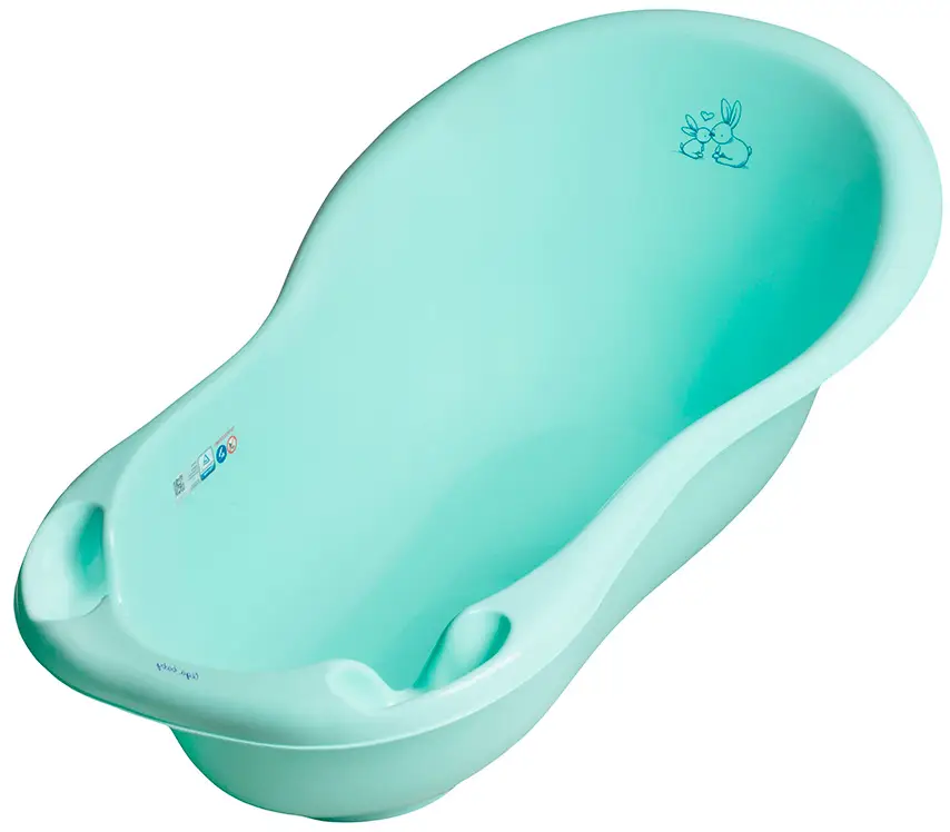 Ванночка Tega Baby со сливом Little Bunnies Кролики Мятный 92 cм
