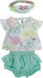 Фотография товара Комплект детский Baby boom туника+повязка компот, трусы с юбкой, мята 80