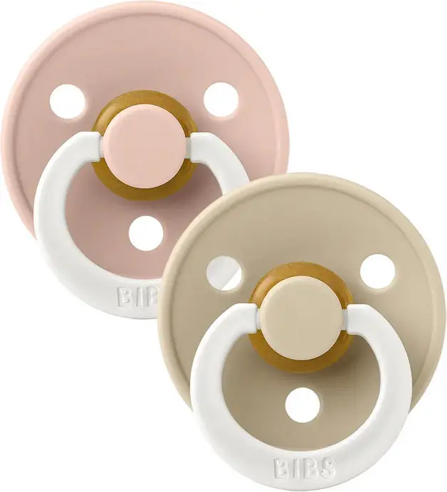 Набор пустышек латексных ночных Bibs Colour Glow Anatomical, Blush/Vanilla, 2 шт