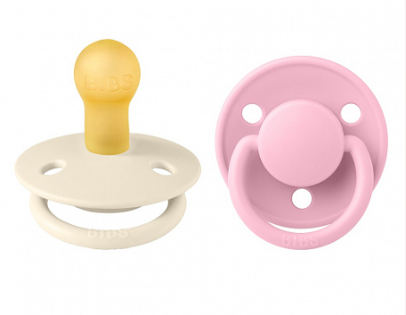 Фотография товара Набор пустышек латексных BIBS De Lux, 2 шт. - Ivory/Baby Pink, 0+ мес.