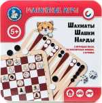 Фотография товара Игра настольная Шахматы, шашки, нарды, Десятое королевство, жестяная коробочка 