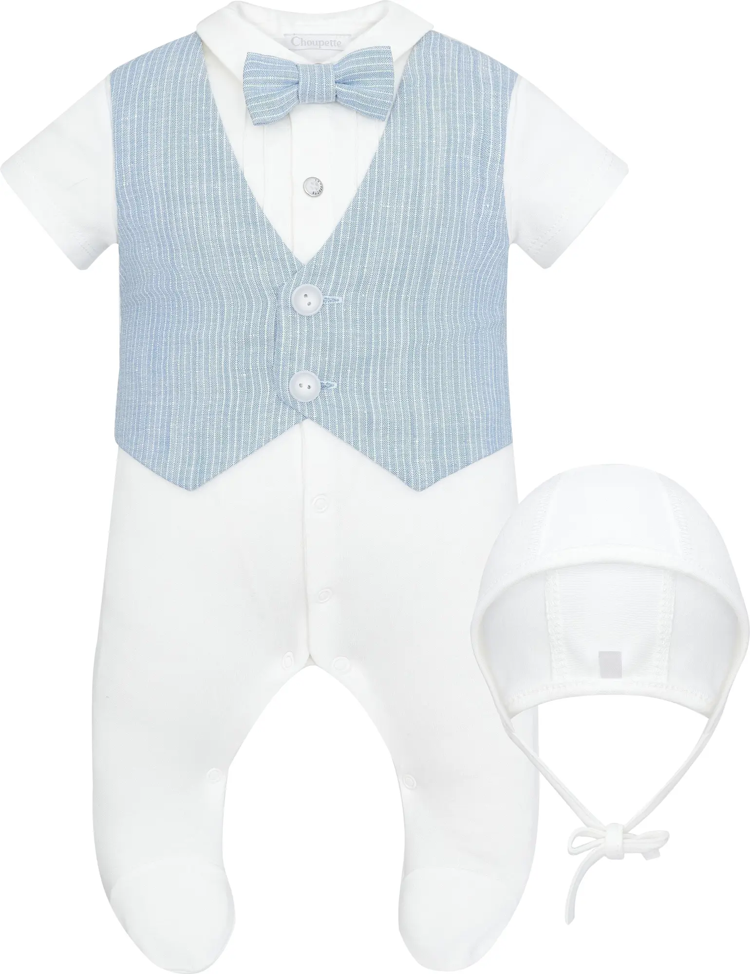 Комплект на выписку Церемония с декоративным жилетом и бабочкой, р. 56, экрю, арт. 1435.43