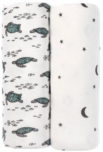 Фотография товара Сет из 2 пелёнок Mjolk limited series Черепашки/Ночное небо 120х85 см