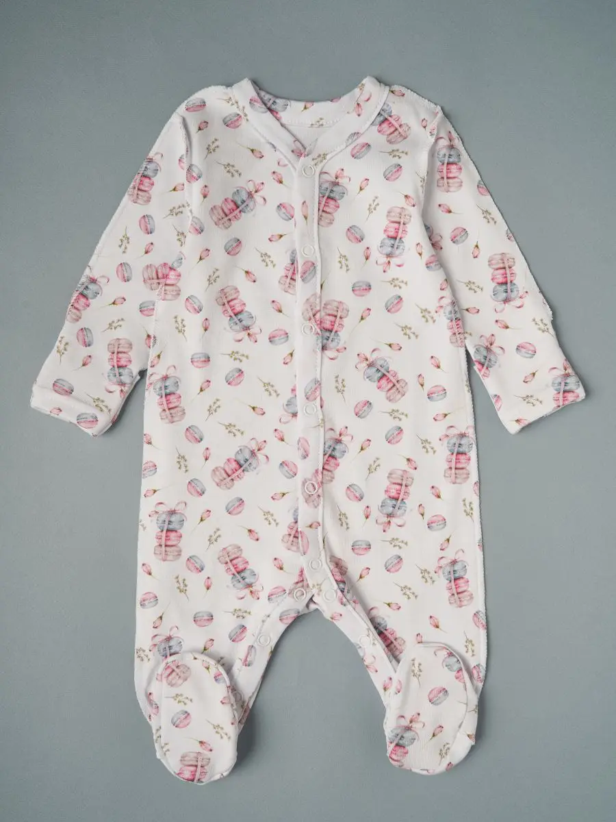 Комбез Little Star на кнопках Макаруны белый 56