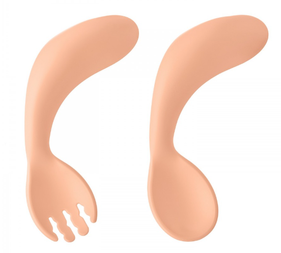 Фотография товара Набор столовых приборов для малышей, ложка и вилка, цвет персиковый