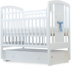 Фотография товара Кроватка Loona Lilac с универсальным маятником и ящиком, белая