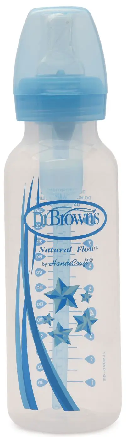 Бутылочка антиколиковая с узким горлышком Dr. Brown's Option 250 мл + соска и носик полипропилен синий