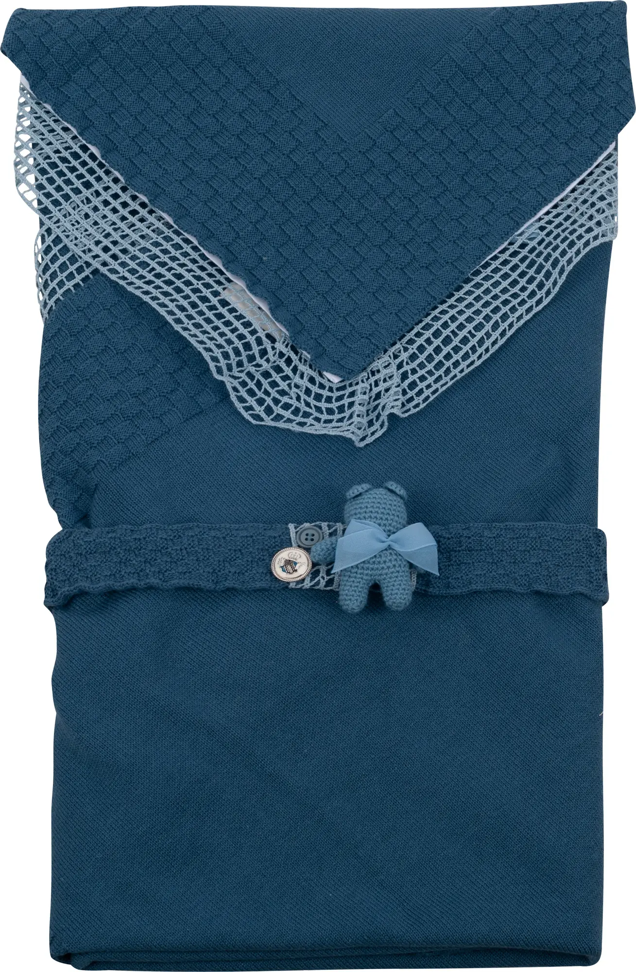 Комплект SaraBara Роналдо конверт, уголок, шапочка, темно-джинсовый