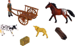 Фотография товара Фигурки животных Masai Mara серии На ферме, лошадь, овца, теленок, фермер, телега, набор из 7 предметов