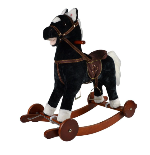 Фотография товара PITUSO Качалка-Лошадка с колесами мягконаб.,муз.,Черный, 74*30*70см