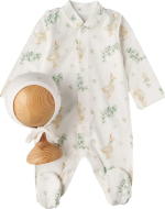 Фотография товара Комбинезон с чепчиком Гуси с веточками эвкалипта, рост 68 см, интерлок, цвет крем, арт. 31833