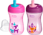 Фотография товара Поильник с трубочкой  Chicco Active Cup 266 мл сереневый/розовый