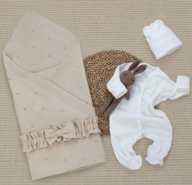 Фотография товара Комплект на выписку 4 предмета "Новый Конфетти", светло-бежевый, лето (р. 16 (рост 50-56 см))