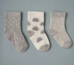 Фотография товара Носочки тонкие Little Star радуга графит светло серый/белый 3 пары 7-9 см