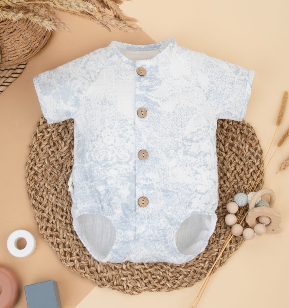 Фотография товара Боди с коротким рукавом new "Муслин", голубые облака (р. 20 (рост 62-68 см))