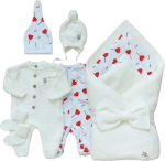 Фотография товара Комплект на выписку из 8-и предметов Alpaca Bunnyphant, молочно-красный