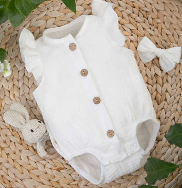 Фотография товара Боди с крылышками на пуговицах "Муслин", молоко (р. 16 (рост 50-56 см))