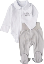 Фотография товара Боди, ползунки Наш маленький Ангел, рост 56 см, интерлок, белый, серый, арт. 72212