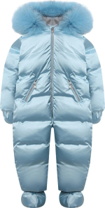 Комбинезон пуховый с меховой опушкой Chepe Грейс 3 изделия комбинезон, варежки, пинетки голубой 80
