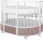 Фотография товара Кроватка детская Островок уюта EVA VIP маятник, велюр пудра, белый