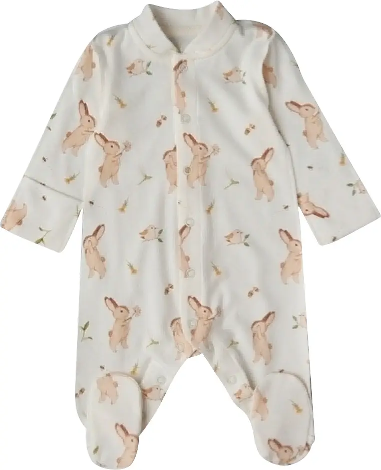 Комбинезон Little Star Зайки с птичками интерлок, крем 74