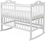 Кроватка Loona Lily с колесом-качалкой, белая Кроватка Loona Lily с колесом-качалкой, белая