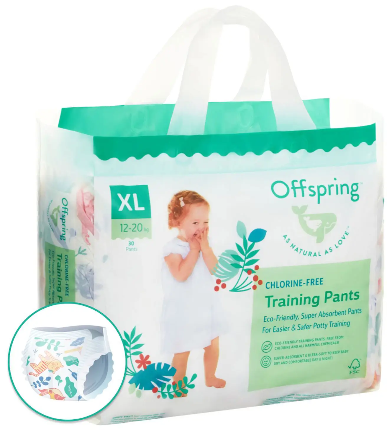 Подгузники-трусики Offspring Джунгли XL 12-20 кг 30 штук