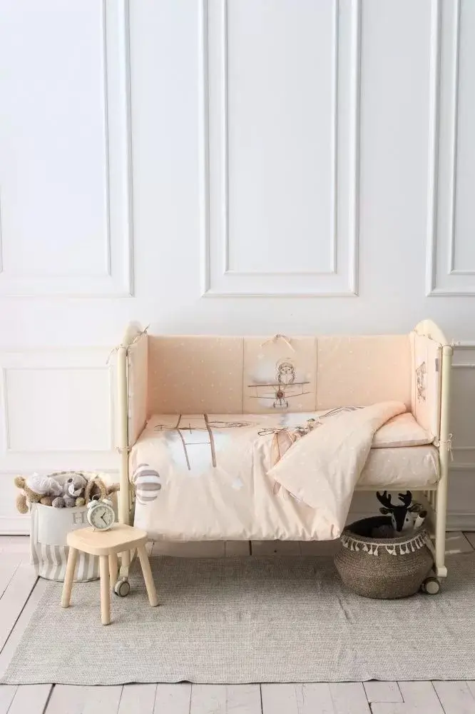 Комплект для прямоугольной кроватки Lappetti 6 предметов Навстречу приключениям, бежевый