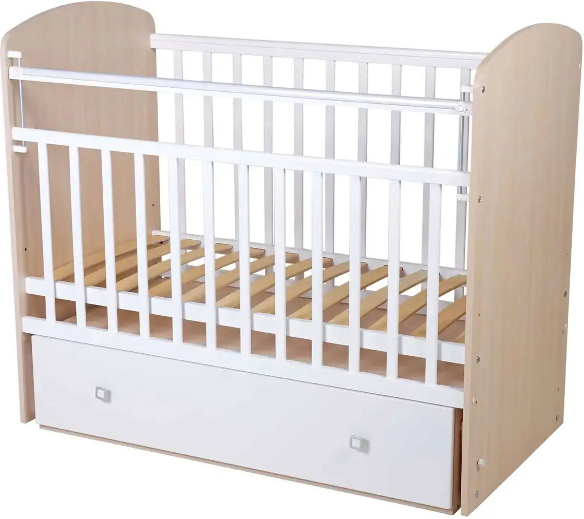Кроватка детская Фея 750, дуб, пастельно-белая