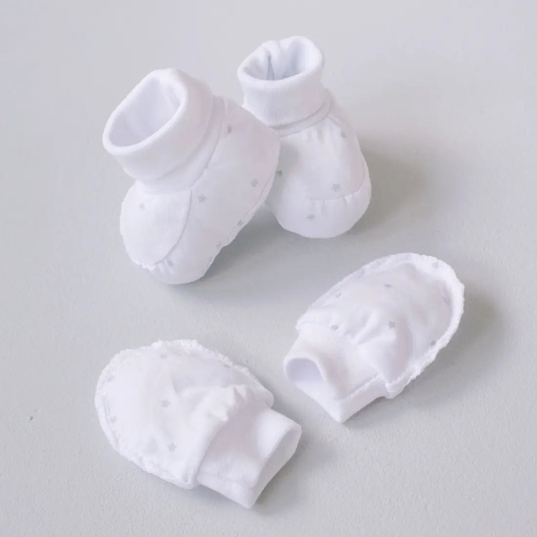 Комплект варежки анти-царапки и пинетки KiDi kids Звездочки