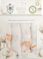 Фотография товара Платочки муслин Наследник Выжанова, 25х25 см, набор из 4 штук, зайка в песочнике,