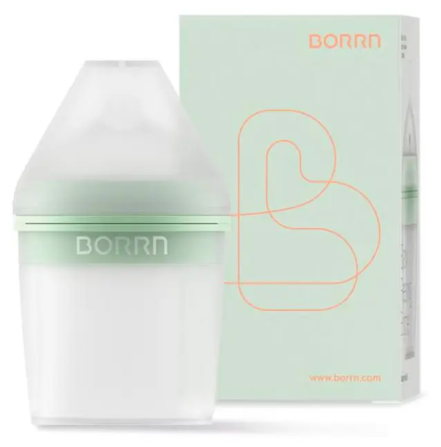 Бутылочка для кормления из силикона с держателем из пластика BORRN Feeding Bottle Зеленый 150 мл