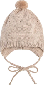 Фотография товара Шапка детская вязаная Amarobaby Pure Love Cutie, бежевый, демисезонная, р.38-40