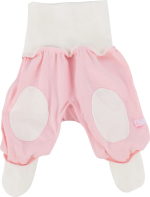 Фотография товара Ползунки на рибане Фабрика Бамбук внш нашивки розовый, молочный 50